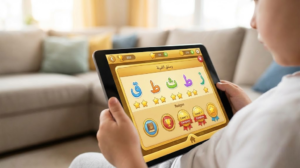 Interactive gamified Quran learning on a tablet for kids