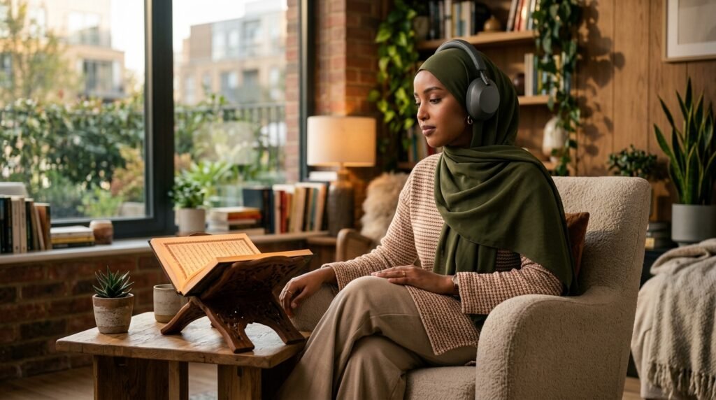 A non-Arab Muslim using audio to memorize Quran faster
